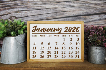 January 2026 annual monthly desk calendar for planning and management