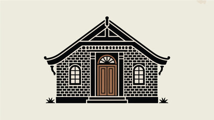 Ornate brick house illustration with a charming traditional design.