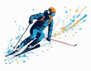 Dynamic Skier Silhouette in Ink Splatter Design © Big