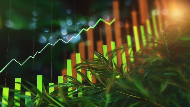 green finance growth chart with eco investment stock market trend