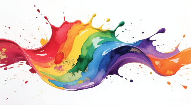 Colorful paint splash isolated on white background. Abstract colorful splash. Colorful paint explosion, illustration.