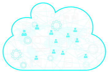 Abstract infographic of cloud technology and global network