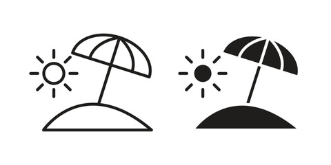 Beach icons set in multiple style collection