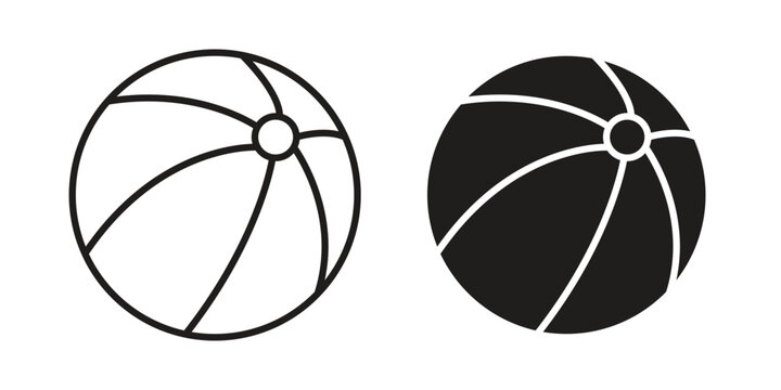 Beach ball icons set in multiple style collection