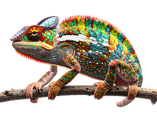 Obraz premium Color-Shifting Chameleon with Glossy White Highlights