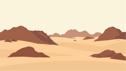 Rocky Desert landscape. Illustration of a desert landscape. Desert dunes. Vector illustration.