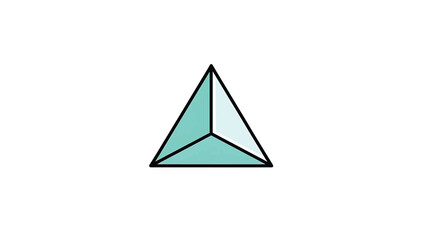 Simple 3D geometric tetrahedron with teal and light blue faces, black outline on white background