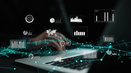 A close-up view of a laptop displaying various data visualization graphics and analytical charts, showcasing a modern technological environment for business insights. Xenic - Powered by Adobe