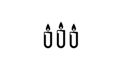 Three minimalist black candle icons with lit flames aligned horizontally on a clean white background
