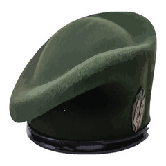 Illustration of Military Style Green Beret Isolated on White Background Perfect for Army Soldier Uniform Design or Decoration for Veteran Day