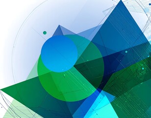 Abstract geometric design with overlapping shapes and lines