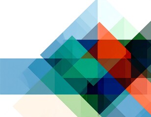 Abstract geometric design with overlapping triangles and squares in vibrant colors