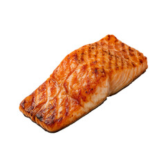 Grilled Salmon Fillet Cooked to Perfection on a Clean White Background
