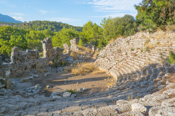 Theater ruins in the ancient city of Phaselis, Antalya province. Turkey