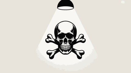 Dramatic skull and crossbones illustration under spotlight