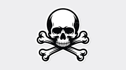 Jolly Roger pirate skull symbol sticker on white background
