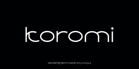 Vector illustration of a modern sans-serif style alphabet font with rounded, clean, and futuristic letter characters.