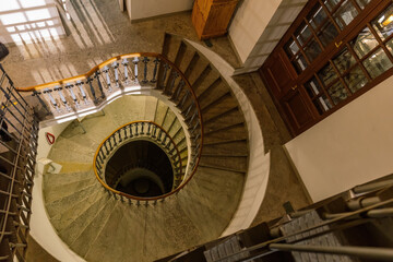 Old spiral staircase, upside view