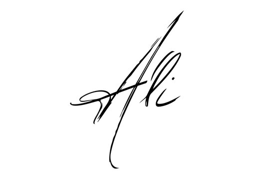 Ali logo vector written in handwriting signature 