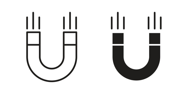 Magnet icons set in multiple style collection