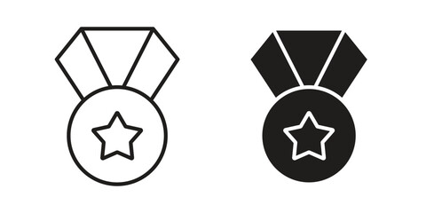 Medal icons set in multiple style collection