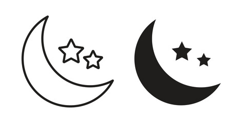 Moon icons set in multiple style collection © ramsey