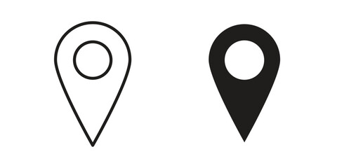 Navigation pin icons set in multiple style collection