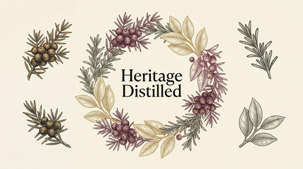 Engraved collection showcasing a premium wreath design adorned with olive branches and botanical elements