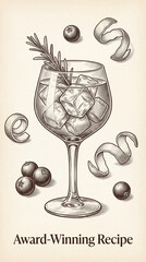 Premium engraved collection featuring an award-winning recipe glass with elegant garnishes and refreshing details