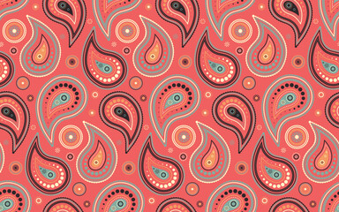 Naklejka premium Luxury textured at geometry floral. Exotic damask on twisted festive. Contrast plant and paisley retro.