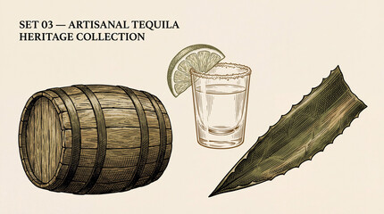 Discover the unique beauty of an exquisite engraved collection featuring artisanal tequila heritage items rich in tradition