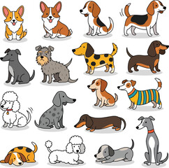 Fototapeta premium Variety of cartoon dogs