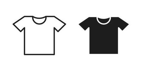 T shirt icons set in multiple style collection