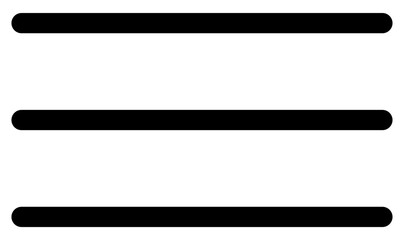 Minimalist black hamburger menu icon with three parallel lines. A versatile symbol for navigation, digital interfaces, and web design. Perfect for UIUX projects and mobile app development.