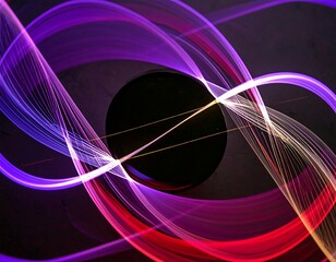 Abstract light trails swirling around a dark circle