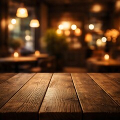 Cozy Wooden Table with Warm Ambient Lights