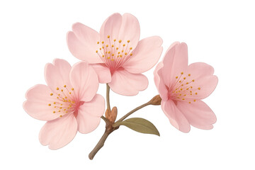 Fototapeta premium Cherry blossom flowers blooming on a branch on transparent background