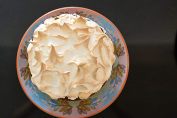 top down lemon meringue cheesecake dessert © Lucy Rock