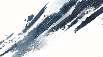 斜めに走る筆の跡と飛沫のダイナミックな抽象ブラシストローク
