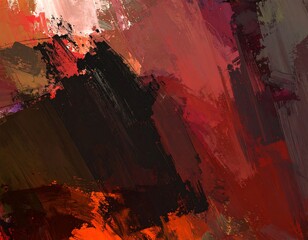 Abstract painting with bold, layered colors