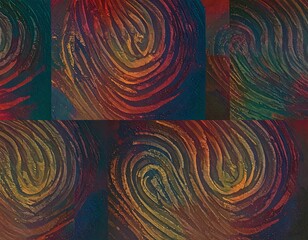 Abstract pattern of swirling colors in squares