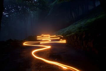 Fire trail created by moving light source long exposure abstract photography motion night energy art