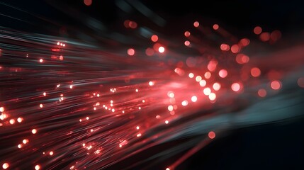 Fiber optic and light pulse concept symbolizing high speed data communication technology