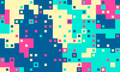 Fototapeta premium Vibrant abstract pixel art background. A dynamic composition of colorful squares creates a modern, playful, and energetic design.