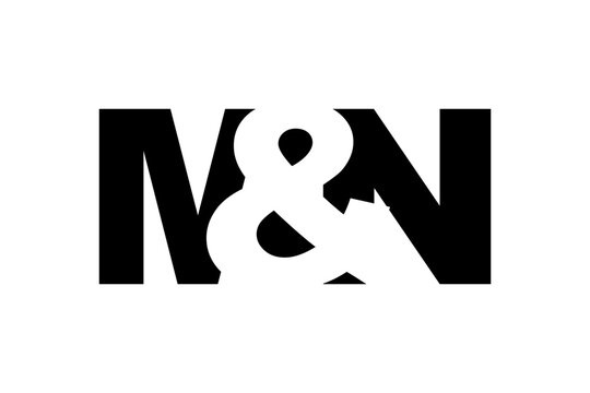 MN logo design in bold style. Black white identity symbol. Modern typography emblem. Corporate branding icon.