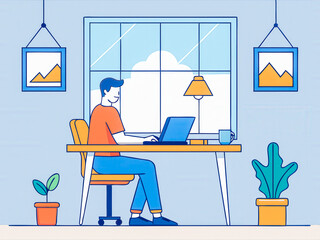 Focused Work From Home Illustration