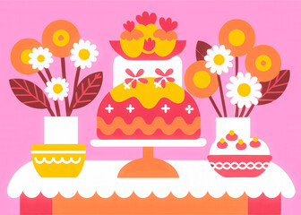 birthday cake with flowers