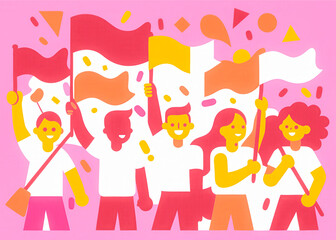 Vibrant Celebration: Children with Flags