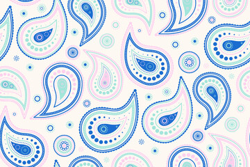 Naklejka premium Trendy botanical at paisley herb. Meadow surreal on eco petal. Geometric tribal with flowing retro style.