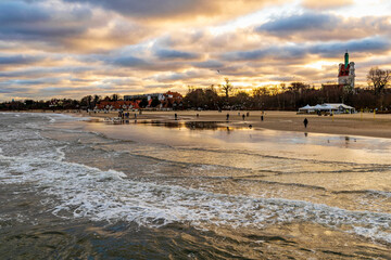 Cloudy autumn day on the Baltic Sea coast in Sopot